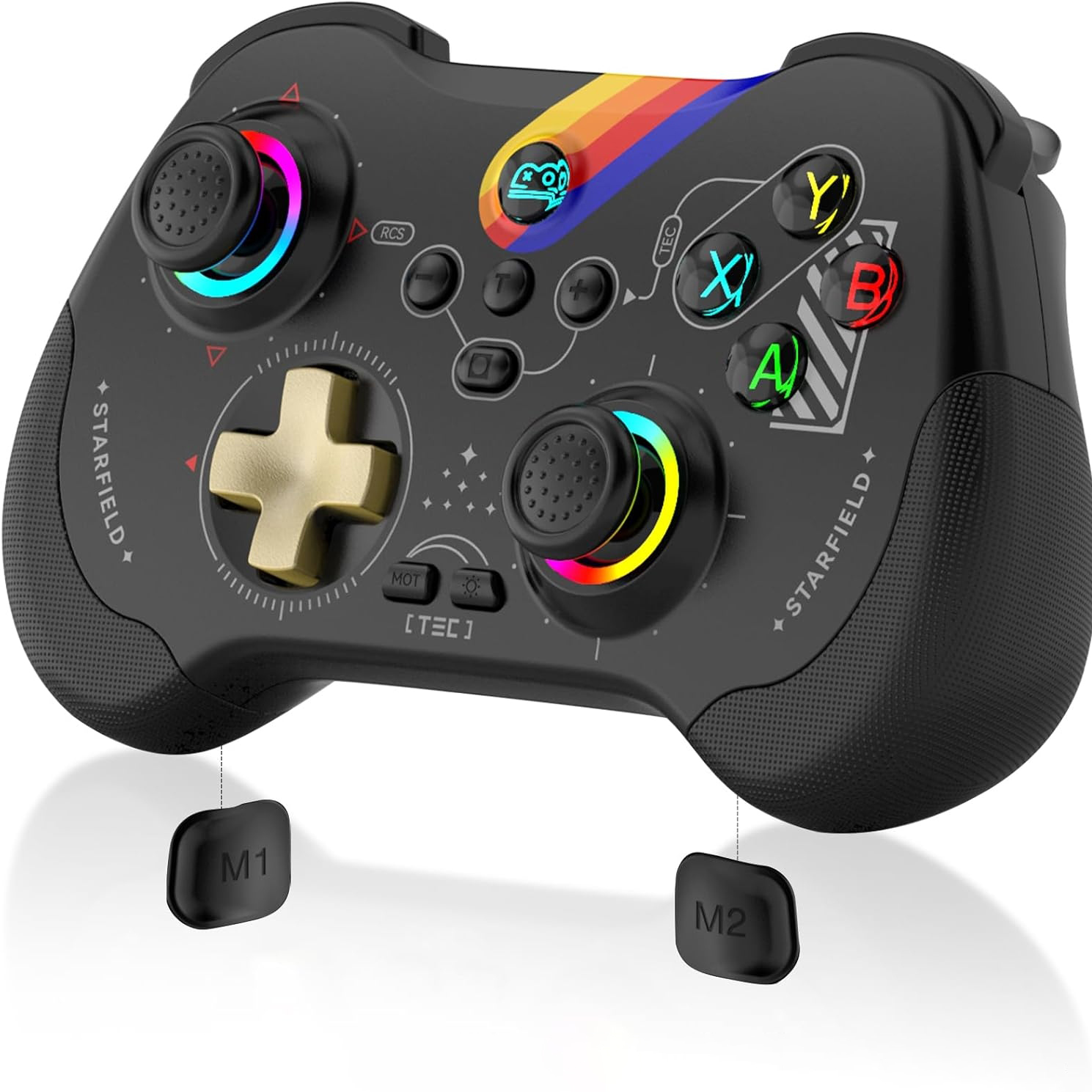 Wireless Mobile Gaming Controller - for IPad/iPhone/Tablet, Cloud Remote Joystick For IOS/Android, Features Macro Buttons, Hall-Rocker, Hall-Trigger - Starry Star Edition-Starry Star Black